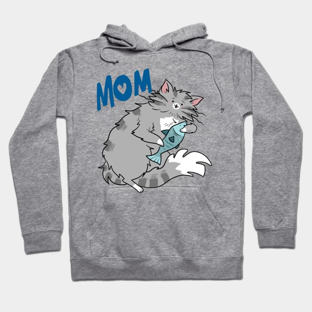 Mom - Gray Tabby Cat with a Fish Hoodie by saradaboru